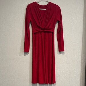 Elegant Red Long-Sleeve Dress